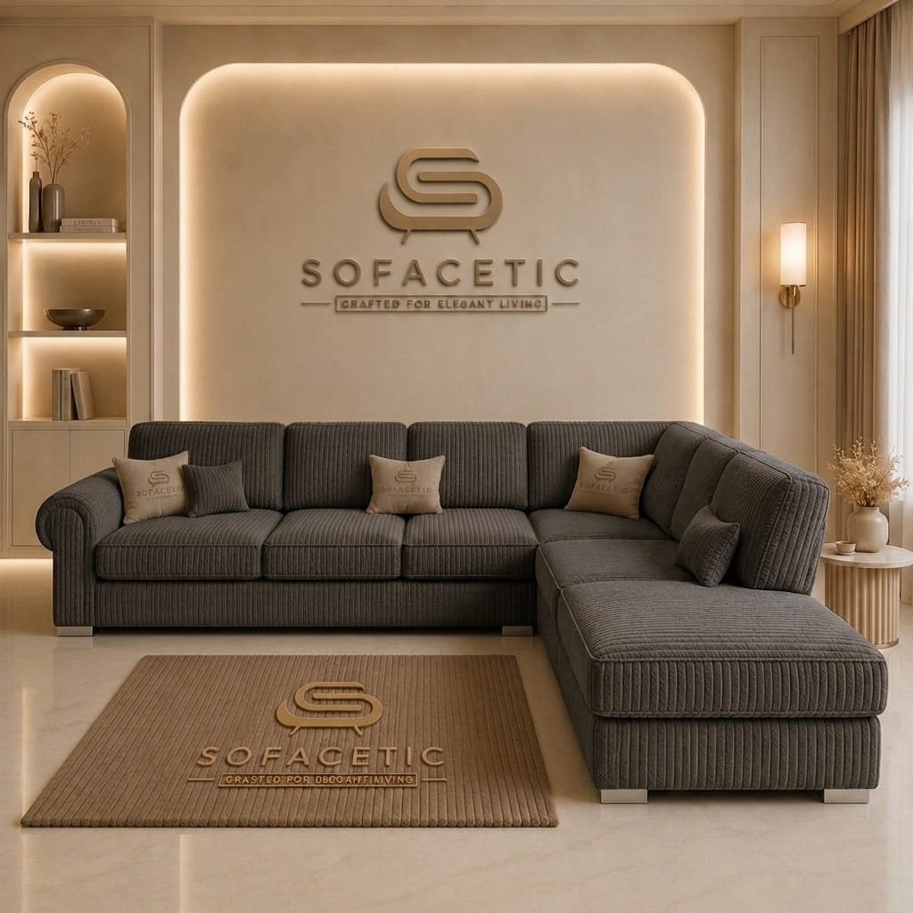 Brixa Jumbo Cord Fabric Modern Sofa Set