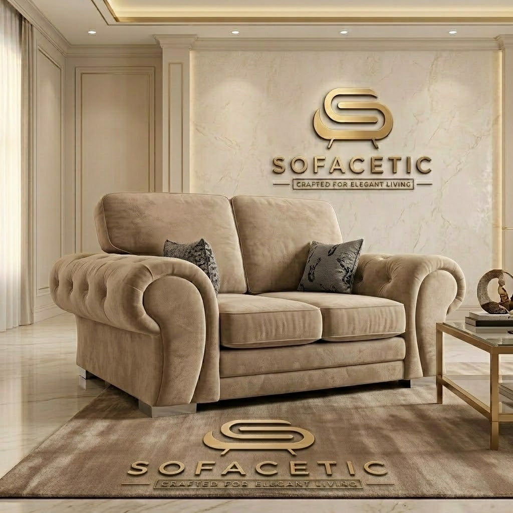Brixa Plush Velvet Fabric Modern Sofa Set