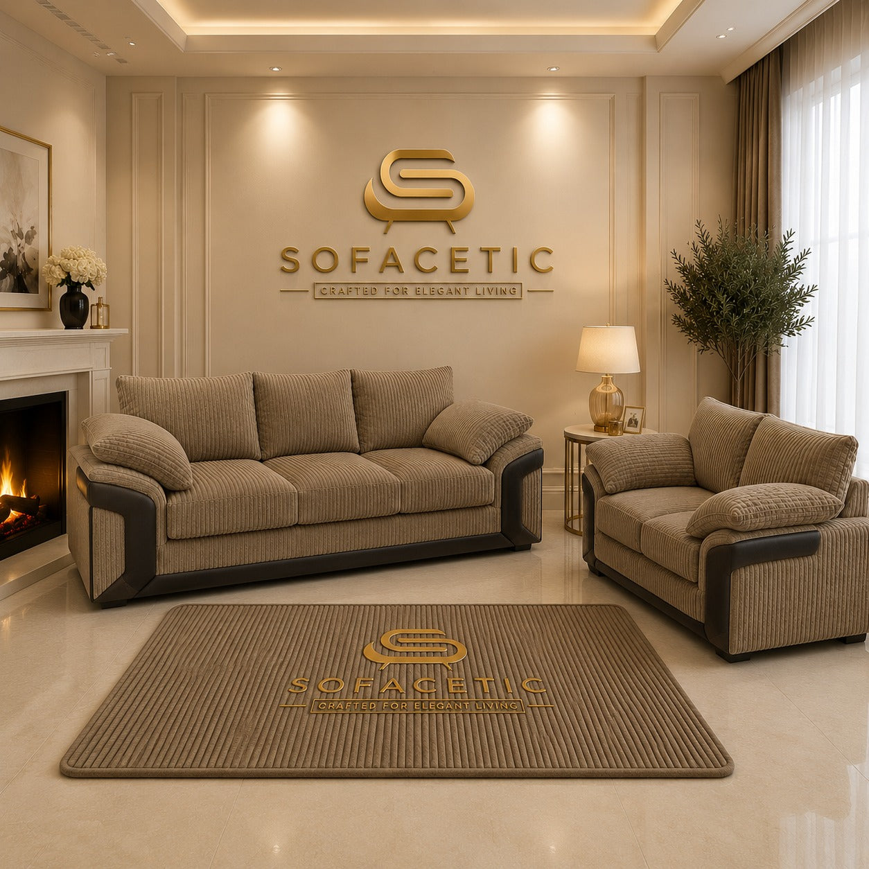 Dino Jumbo Cord Modern Sofa Set