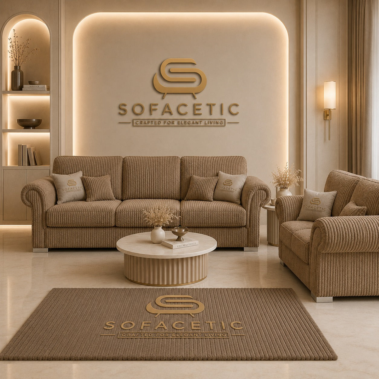 Brixa Jumbo Cord Fabric Modern Sofa Set