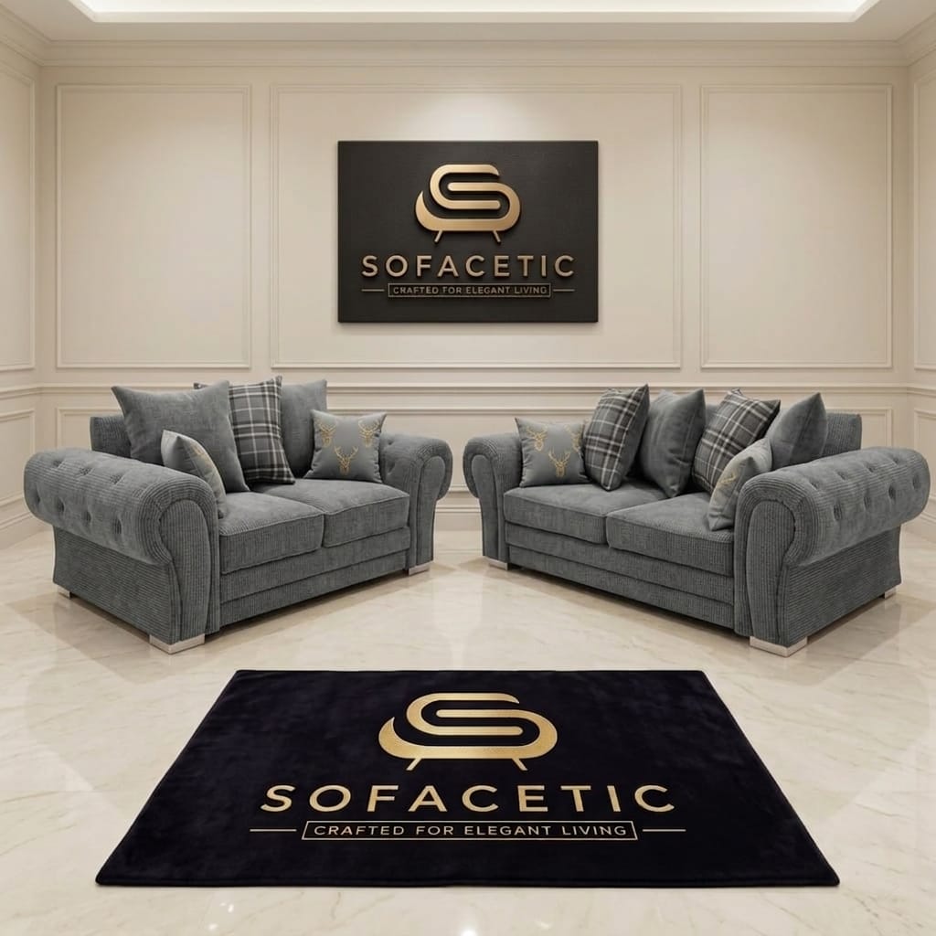 Brixa Chenile Fabric Modern Sofa Set
