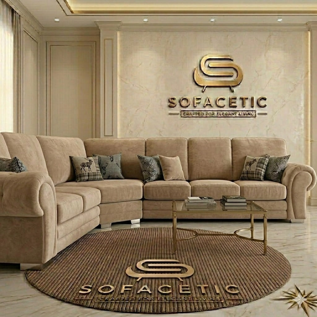 Brixa Plush Velvet Fabric Modern Sofa Set
