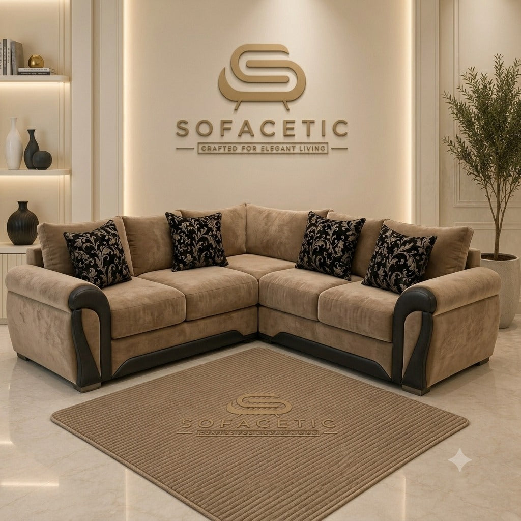 Shanon Plush Velvet Fabric Stylish Sofa Set