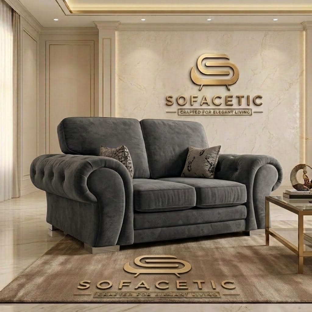 Brixa Plush Velvet Fabric Modern Sofa Set