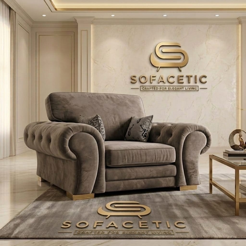 Brixa Plush Velvet Fabric Modern Sofa Set
