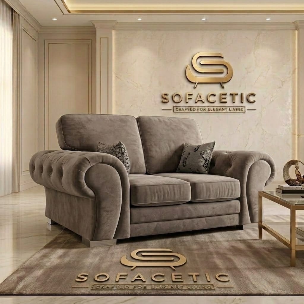 Brixa Plush Velvet Fabric Modern Sofa Set