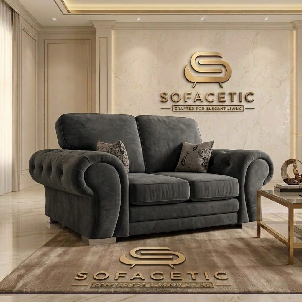 Brixa Plush Velvet Fabric Modern Sofa Set