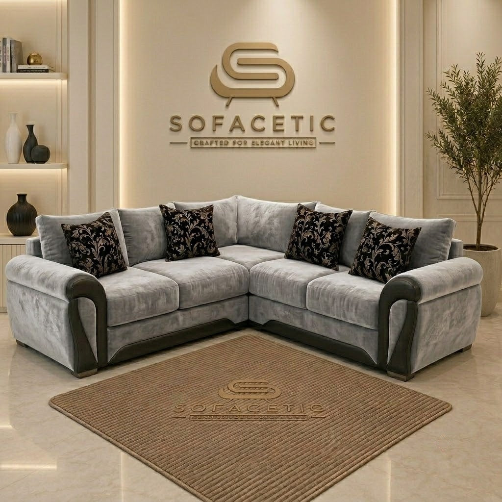 Shanon Plush Velvet Fabric Stylish Sofa Set