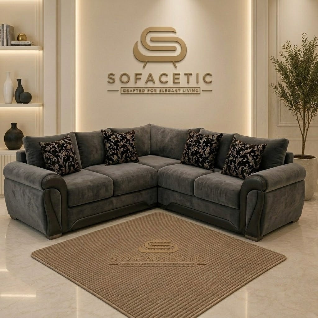 Shanon Plush Velvet Fabric Stylish Sofa Set