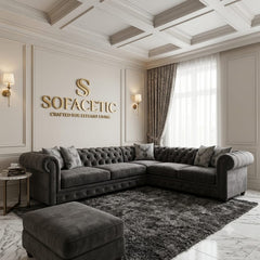 Brixa Crush Velvet Fabric Modern Sofa Set