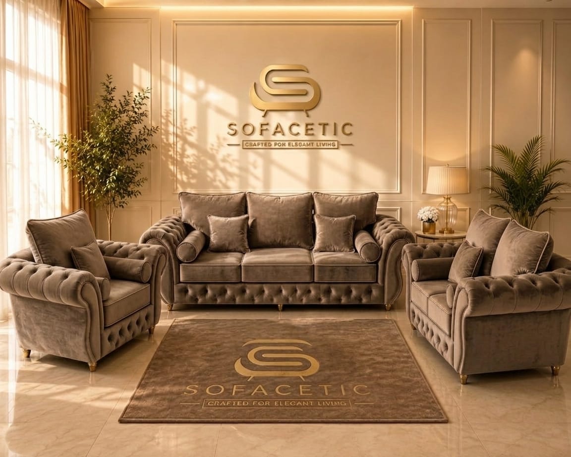Malibu Plush Velvet Sofa Set
