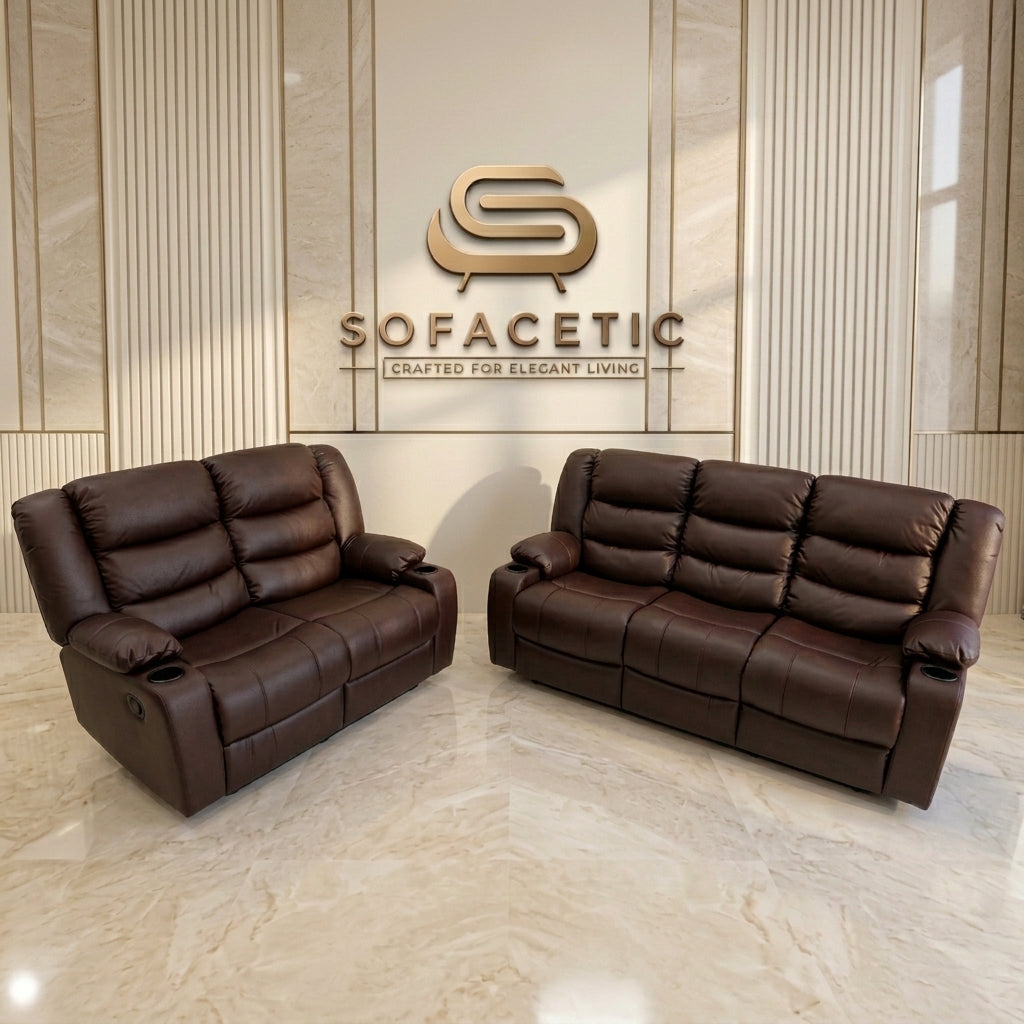 Roma Recliner Sofa Brown Set