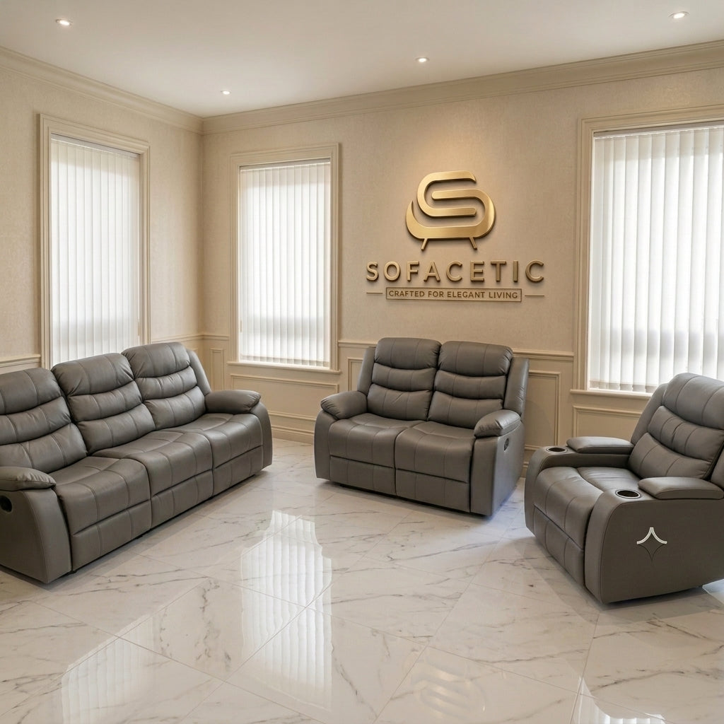Roma Recliner Sofa Grey Set