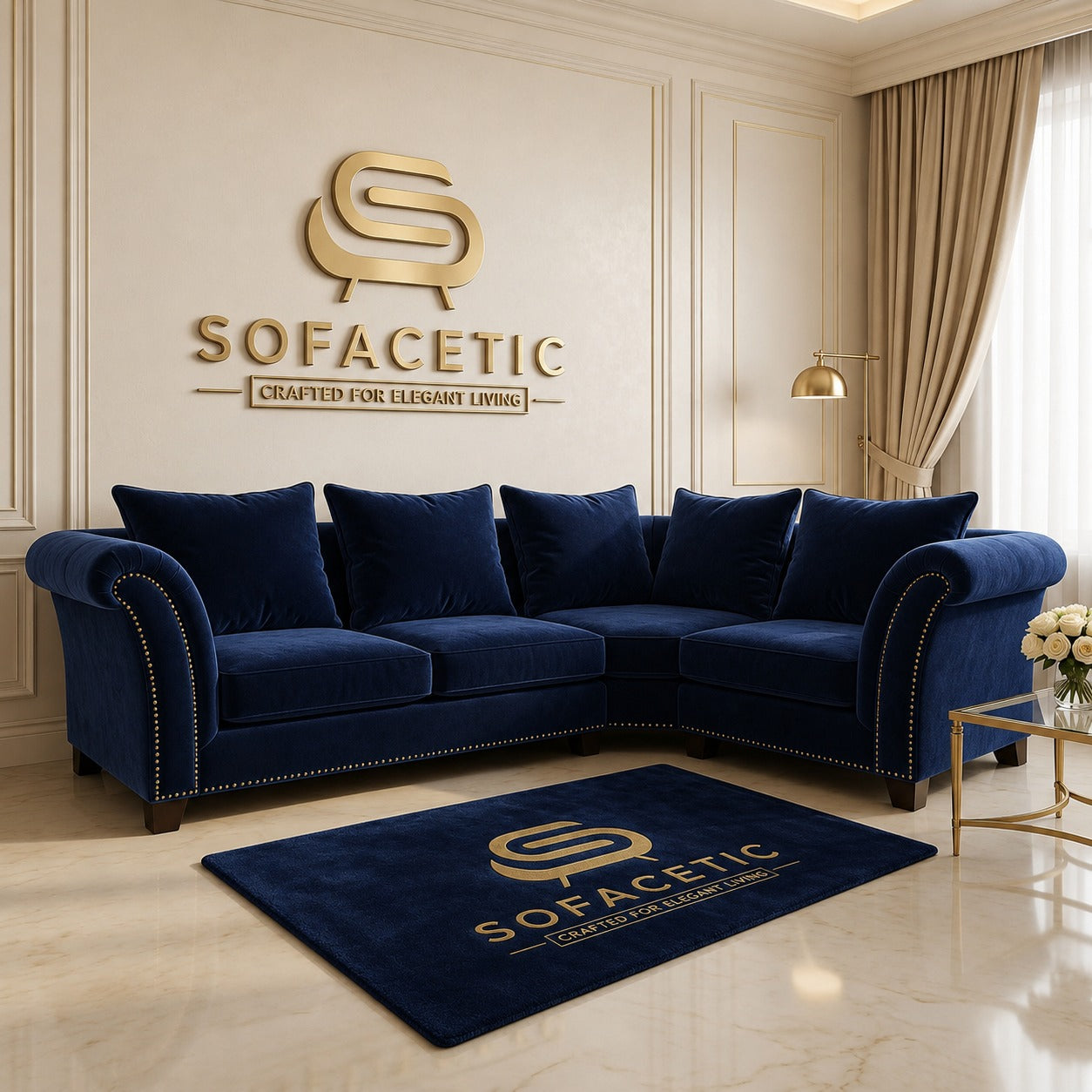 Juxen Plush Velvet Designer Sofa Set