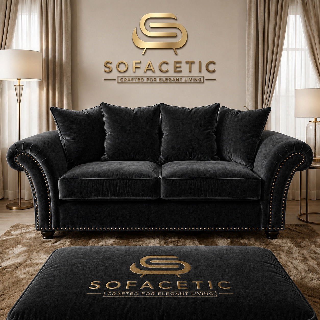 Juxen Plush Velvet Designer Sofa Set