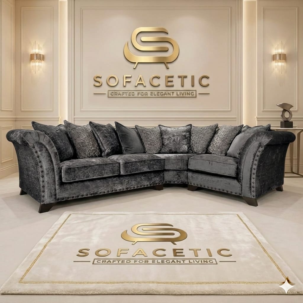Juxen Crush Velvet Designer Sofa Set