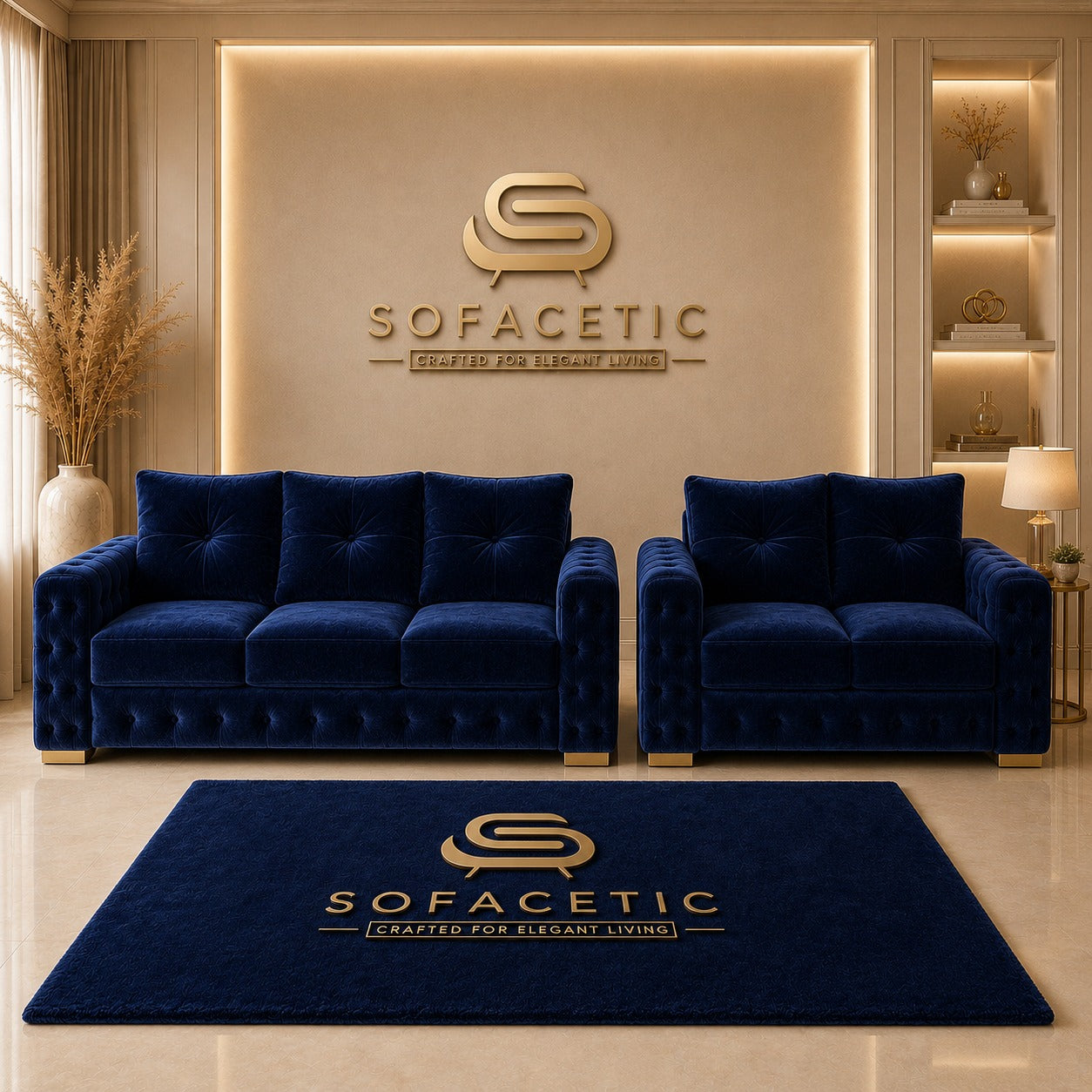 Urban Plush velvet Living Sofa Set
