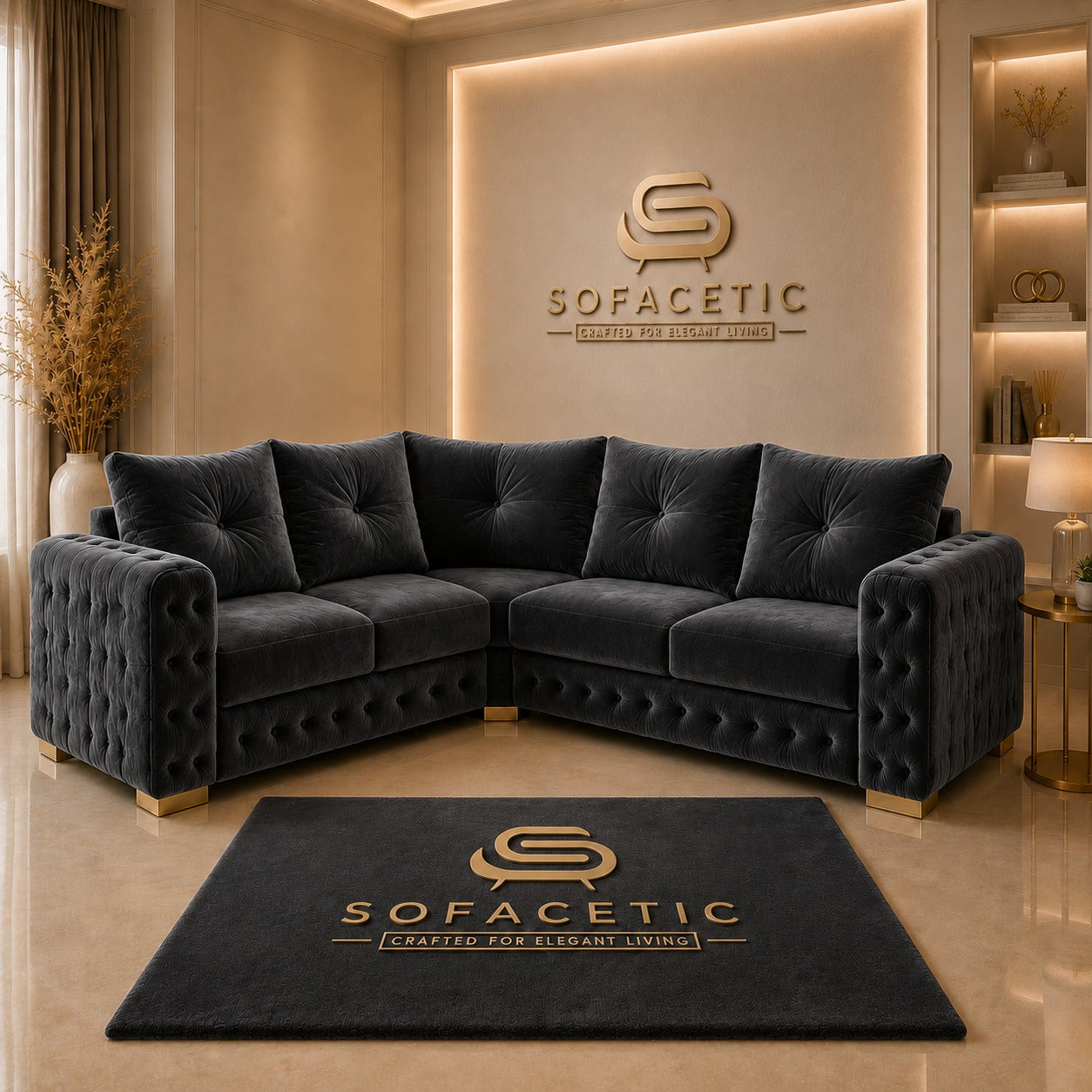 Urban Plush velvet Living Sofa Set