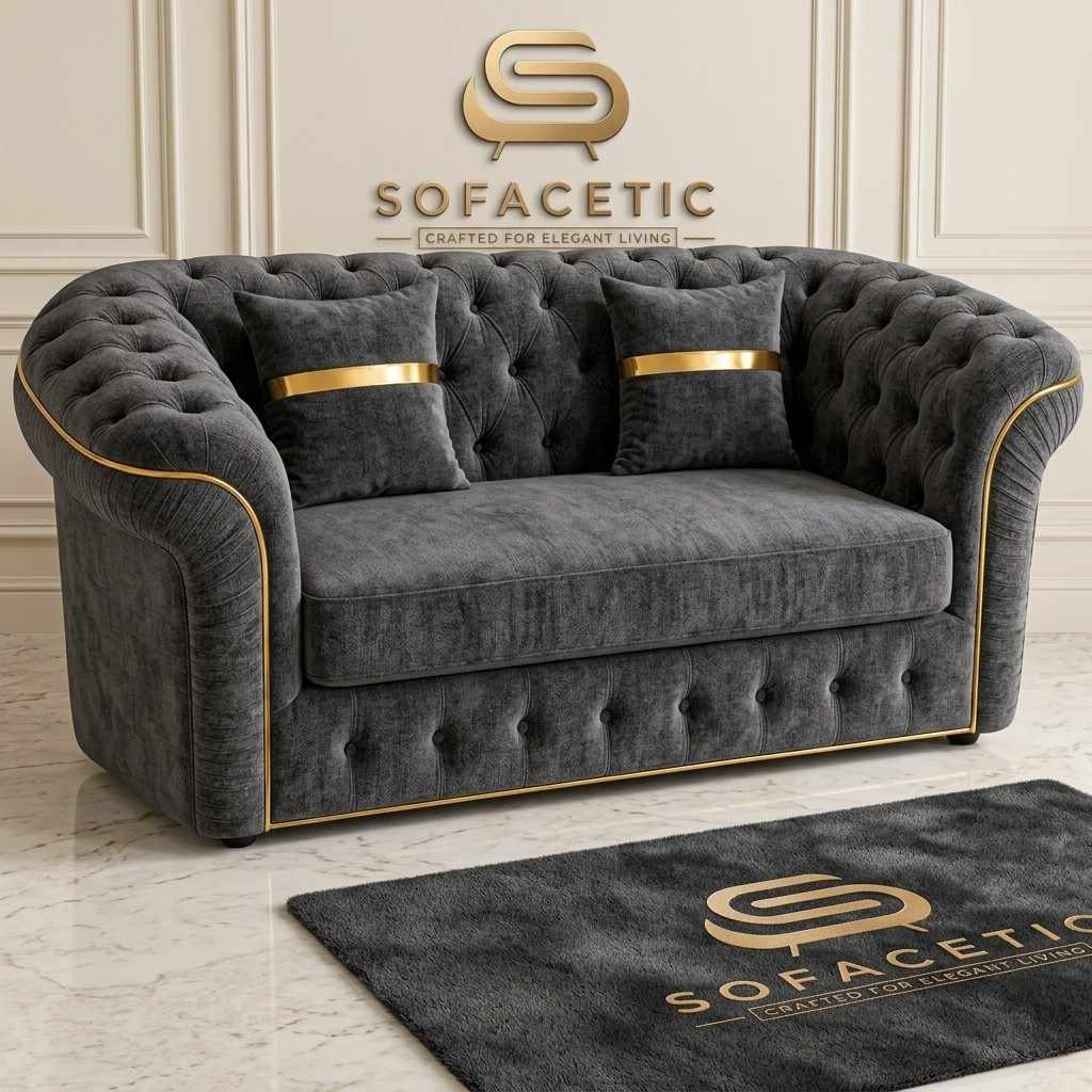 Madrid Chenile Fabric Chesterfield Sofa Set