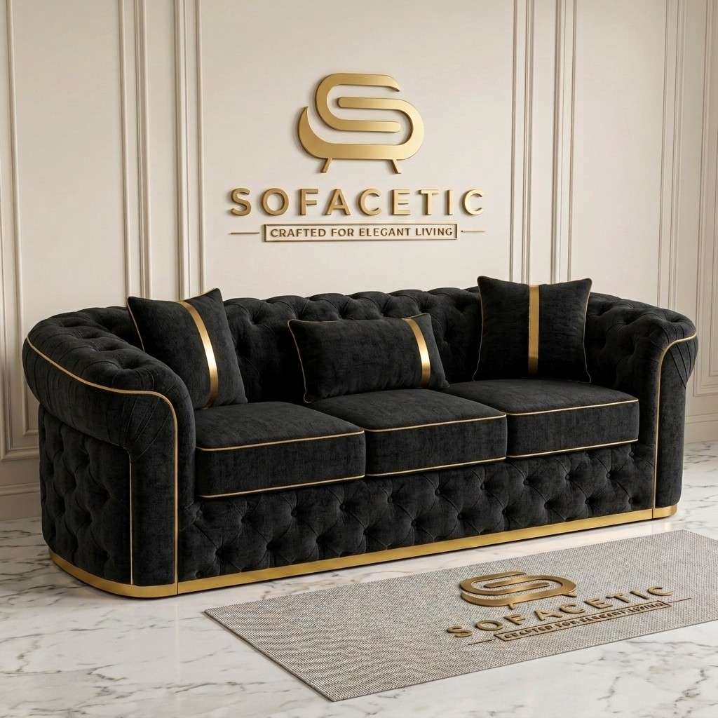 Madrid Chenile Fabric Chesterfield Sofa Set