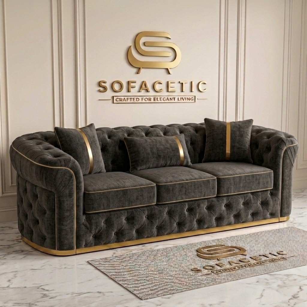 Madrid Chenile Fabric Chesterfield Sofa Set