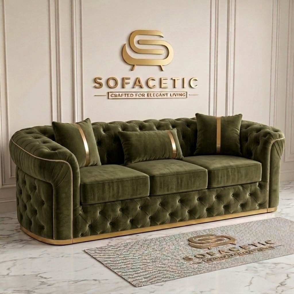 Madrid Plush Velevt Chesterfield Sofa Set