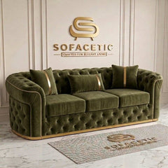 Madrid Plush Velevt Chesterfield Sofa Set