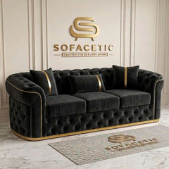 Madrid Plush Velevt Chesterfield Sofa Set
