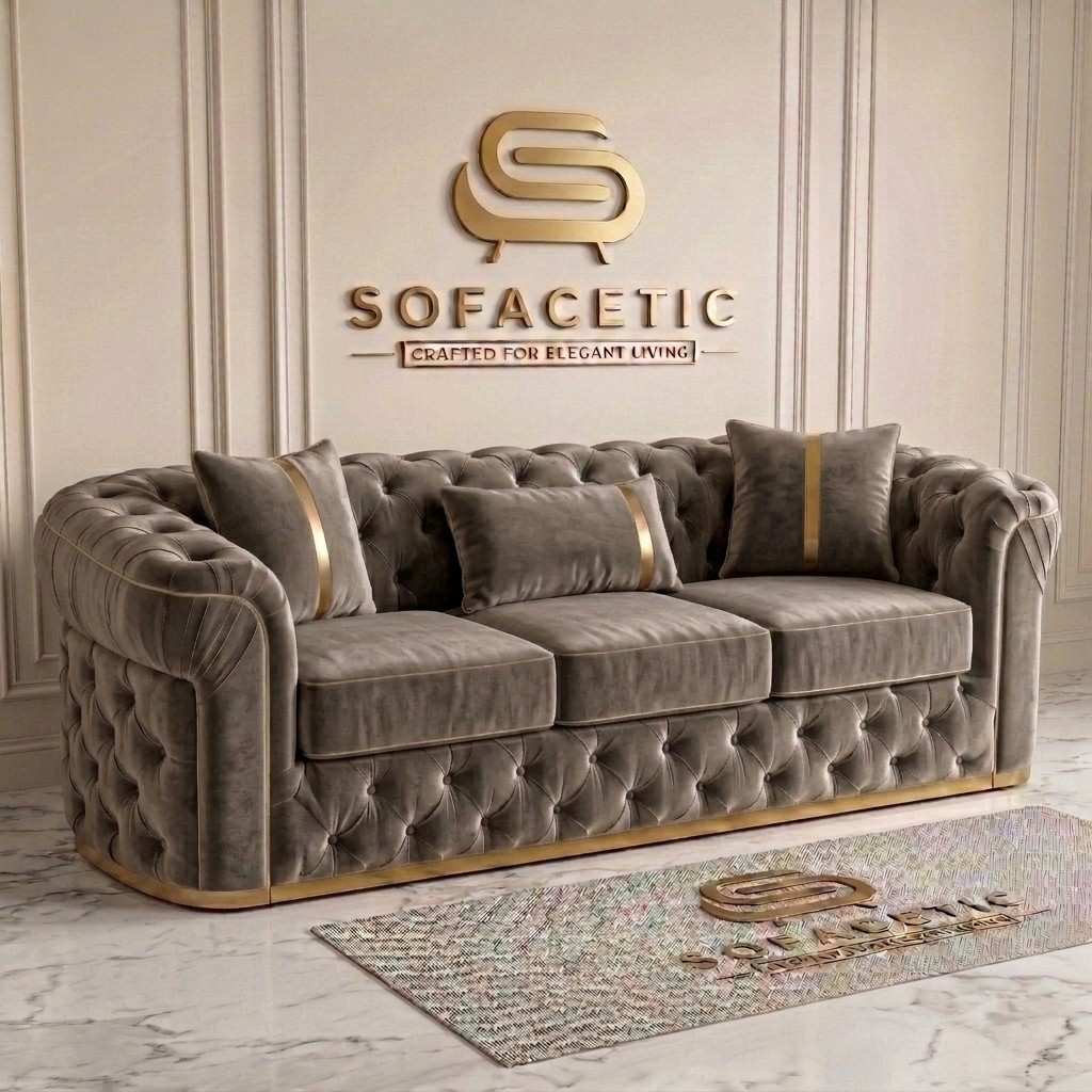 Madrid Plush Velevt Chesterfield Sofa Set