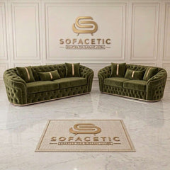 Madrid Plush Velevt Chesterfield Sofa Set