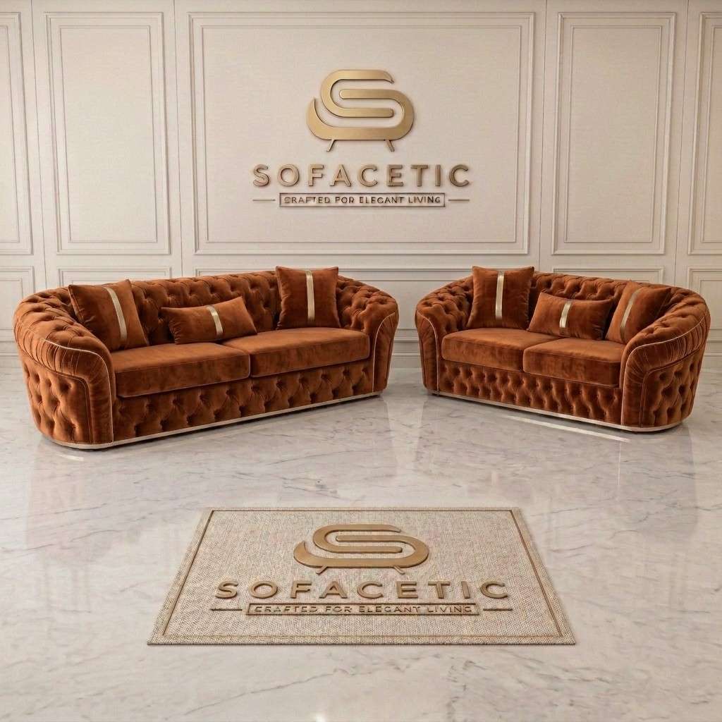 Madrid Plush Velevt Chesterfield Sofa Set