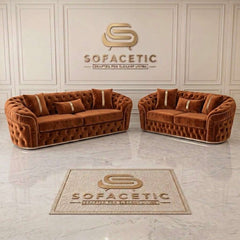 Madrid Plush Velevt Chesterfield Sofa Set
