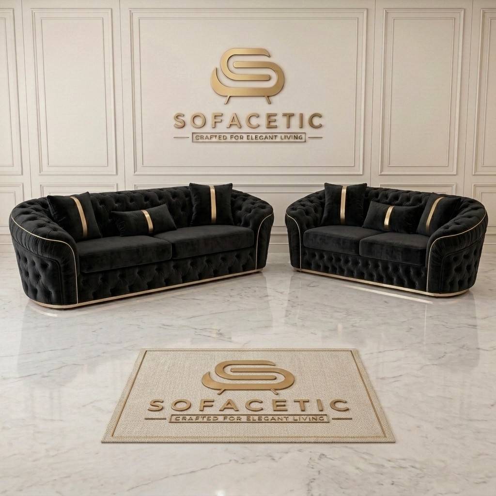 Madrid Plush Velevt Chesterfield Sofa Set