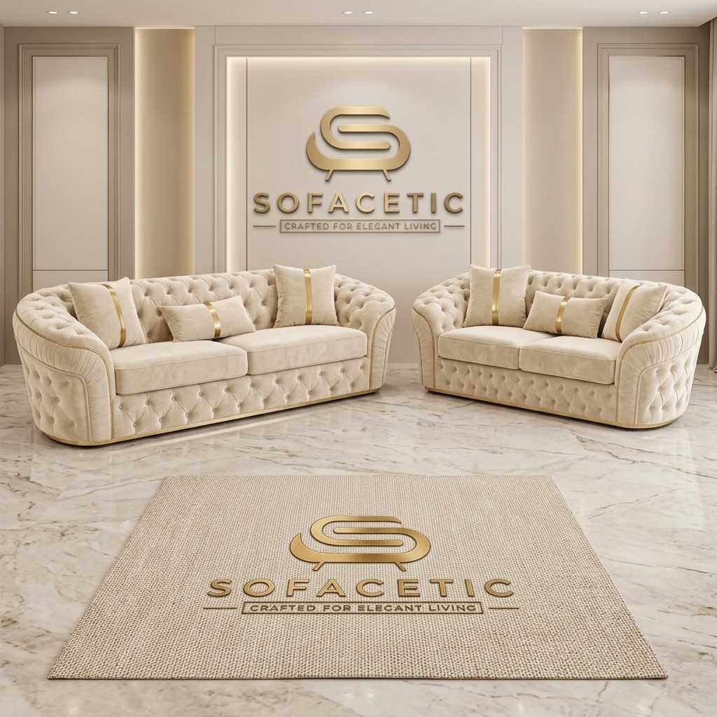 Madrid Plush Velevt Chesterfield Sofa Set