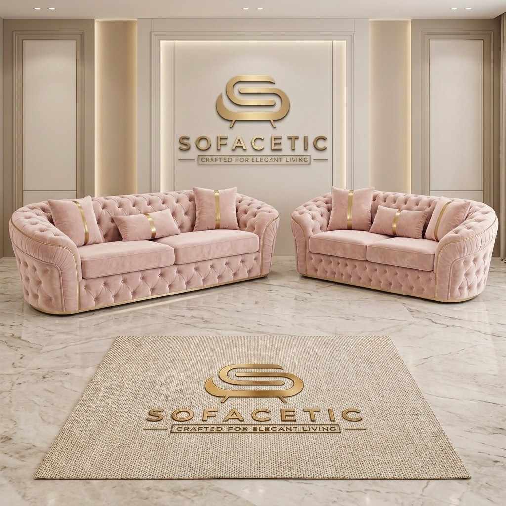 Madrid Plush Velevt Chesterfield Sofa Set