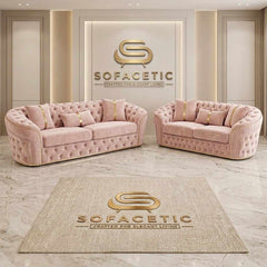 Madrid Plush Velevt Chesterfield Sofa Set