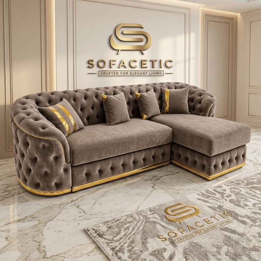 Madrid Chenile Fabric Chesterfield Sofa Set