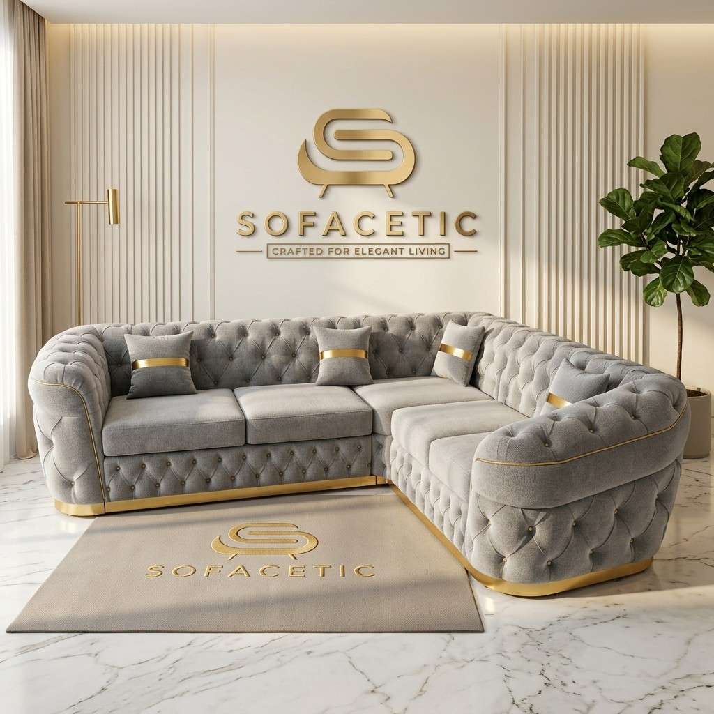 Madrid Chenile Fabric Chesterfield Sofa Set