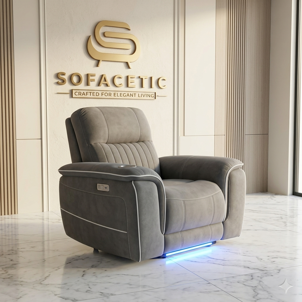 Hannah Fabric Recliner  Sofa Grey Set