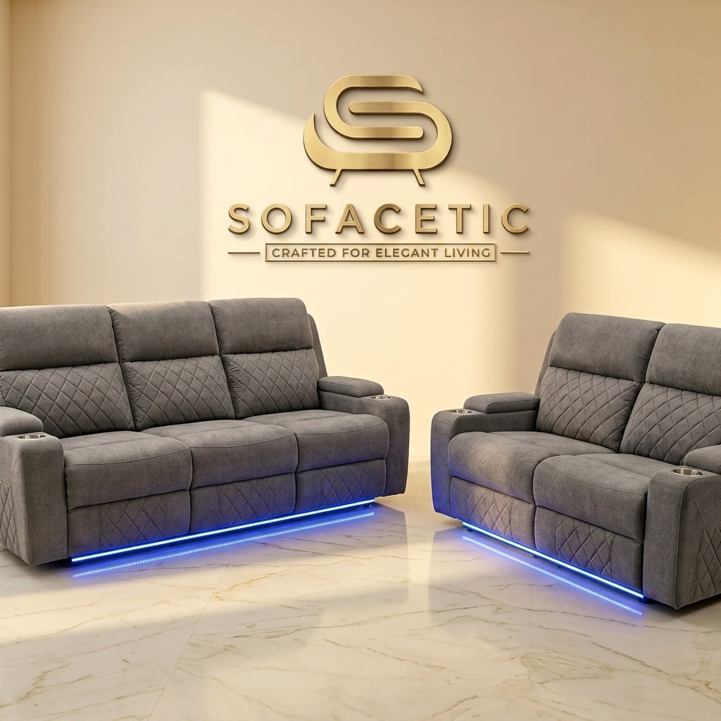 Florence Fabric Suite Recliner Sofa Grey Set