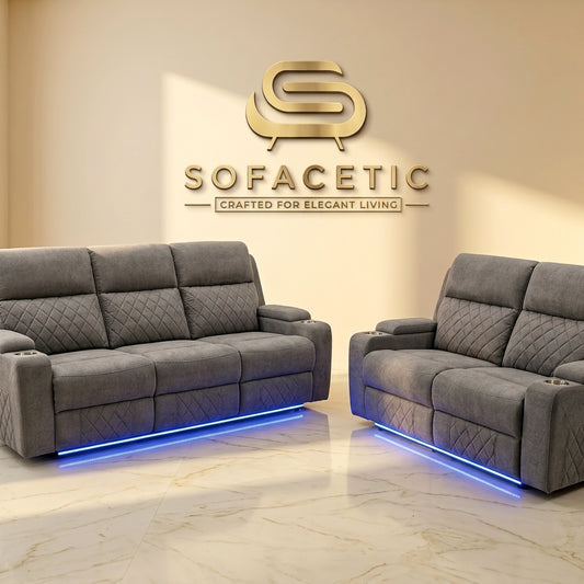 Florence Fabric Suite Recliner Sofa Grey Set