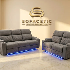Florence Fabric Suite Recliner Sofa Grey Set