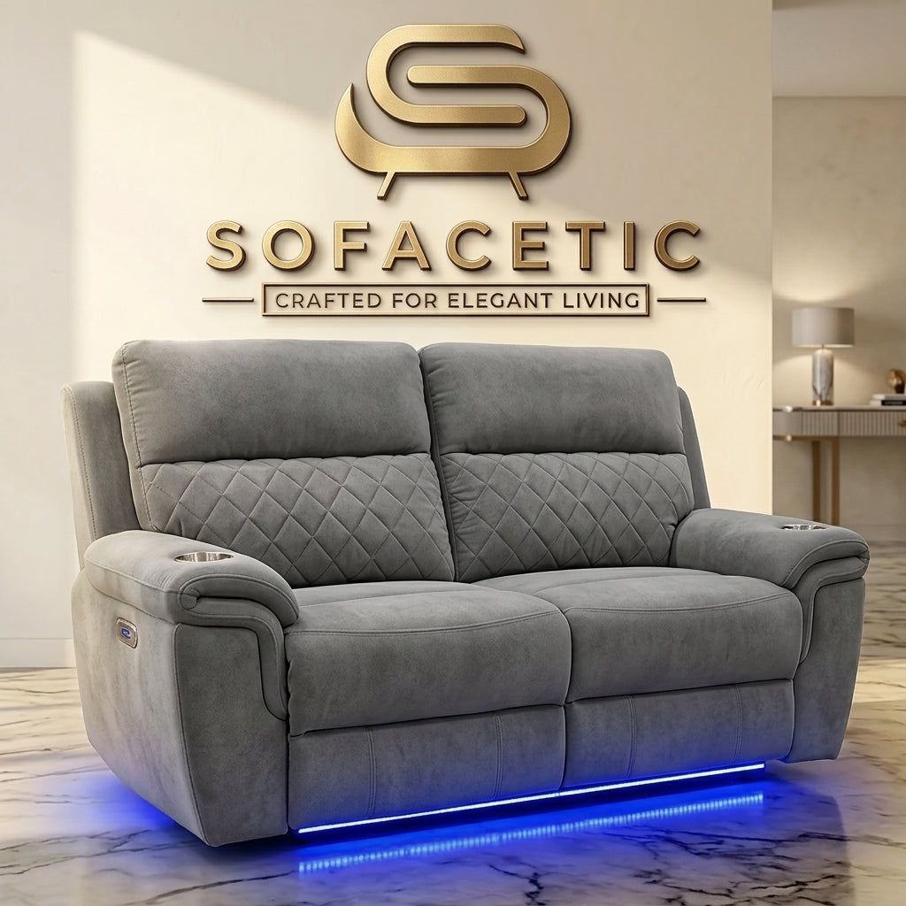 Florence Fabric Suite Recliner Sofa Grey Set