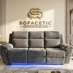 Florence Fabric Suite Recliner Sofa Grey Set