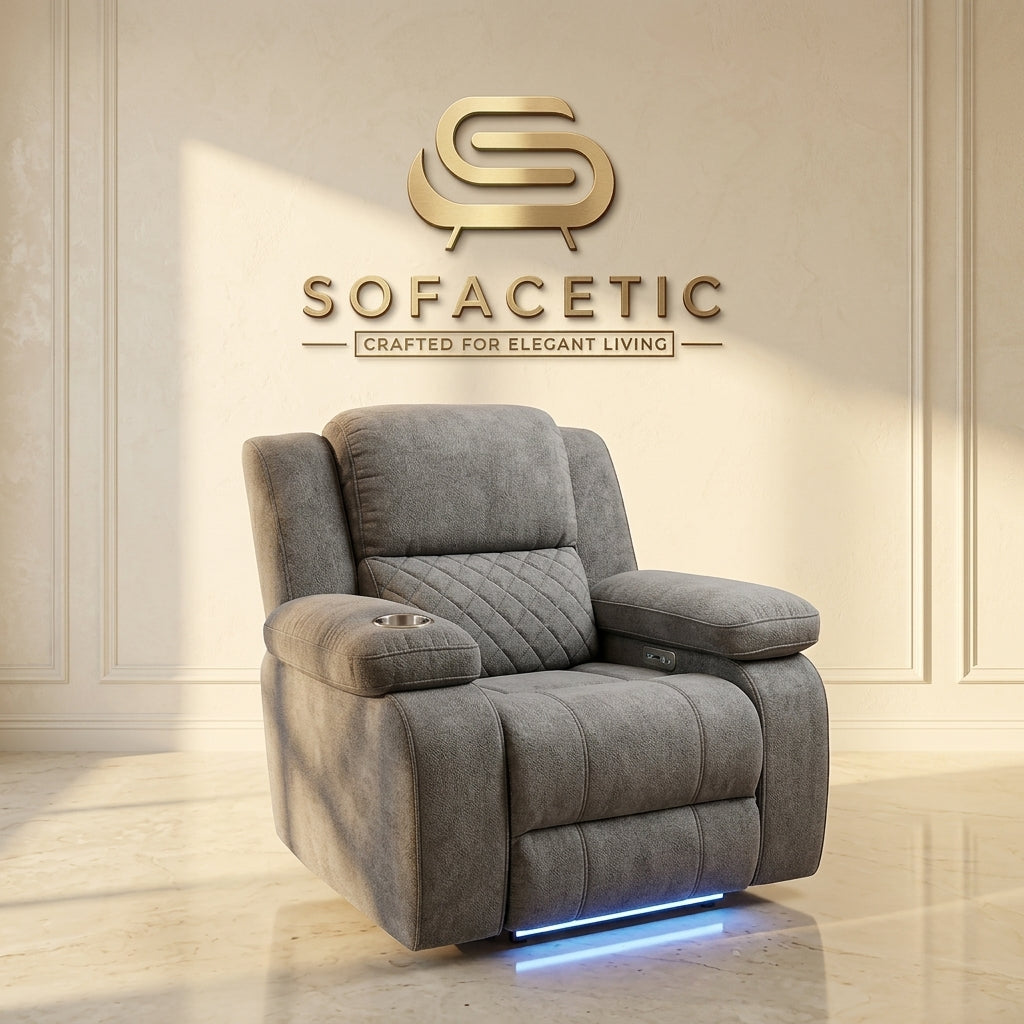 Florence Fabric Suite Recliner Sofa Grey Set
