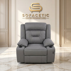 NOVA Leather Recliner Sofa Grey Set