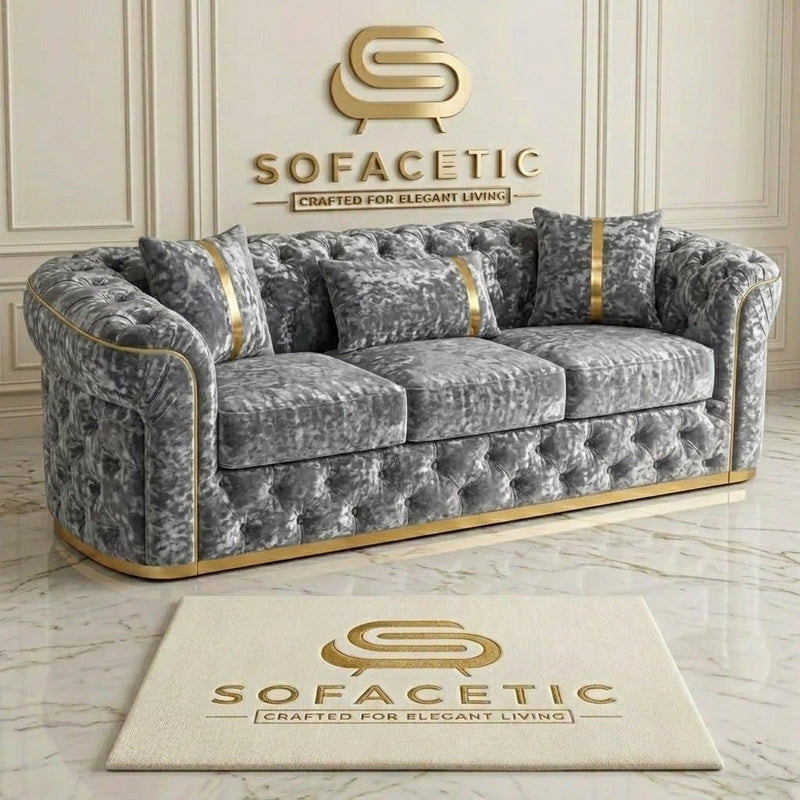 Madrid Crush Velevt Chesterfield Sofa Set