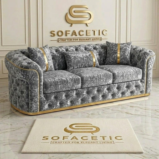 Madrid Crush Velevt Chesterfield Sofa Set