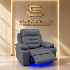 Hafsa Leather Suite Recliner Sofa Grey Set