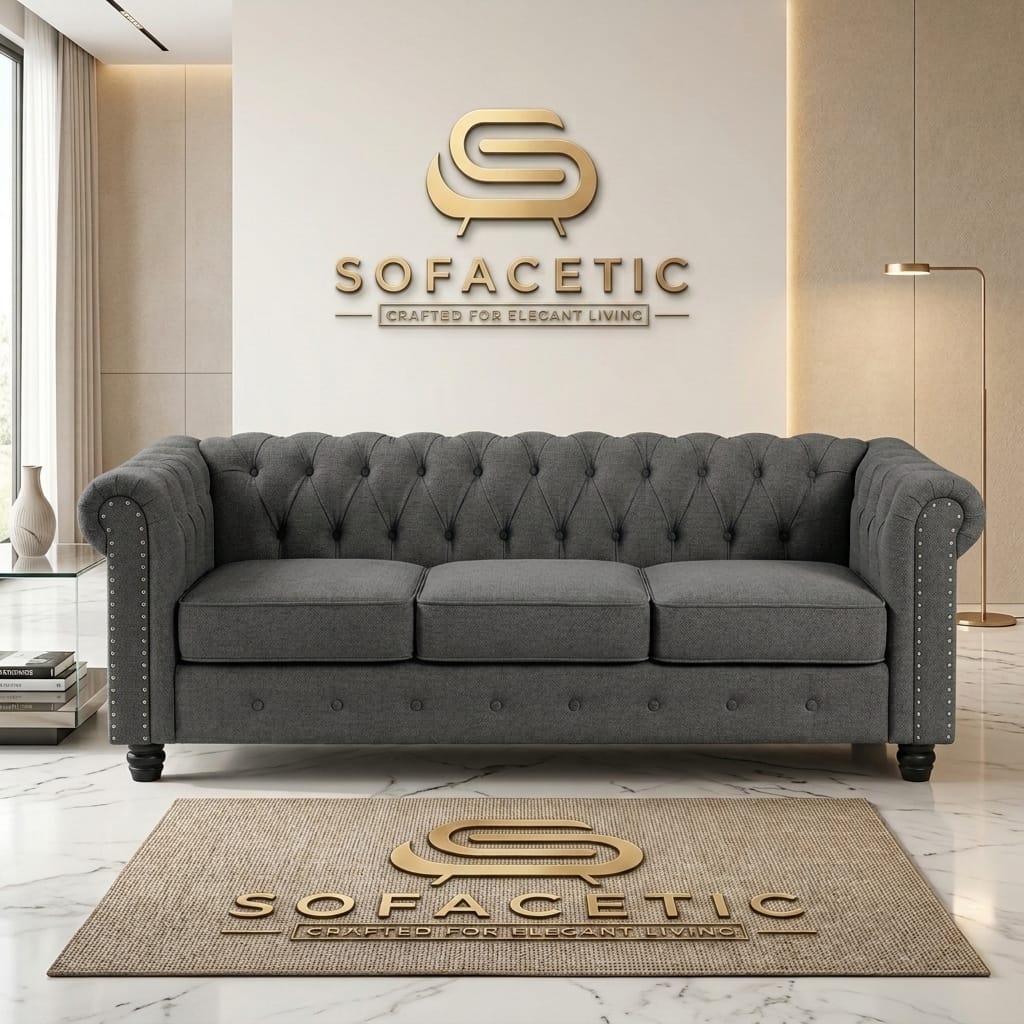 Olympia Chesterfield  Chenile  Sofa Set